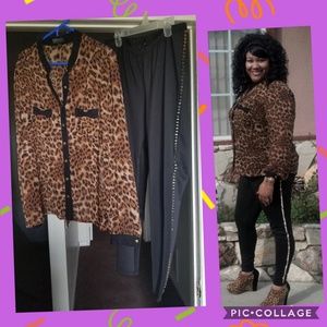 CHEETAH PRINT SHIRT WITH BLACK AND GOLD SPIKED SID